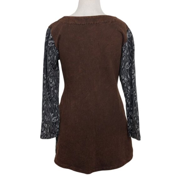 Rising International Embroidered Floral Dress Womens Size Small Brown Artsy Boho - Picture 8 of 9